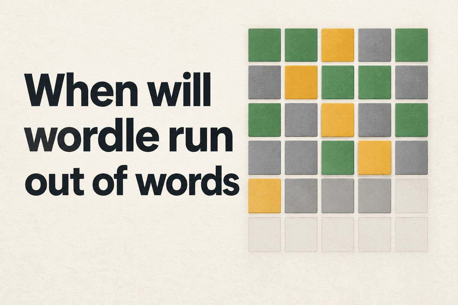 Calendar pages and Wordle-style letter tiles suggesting a countdown of remaining words
